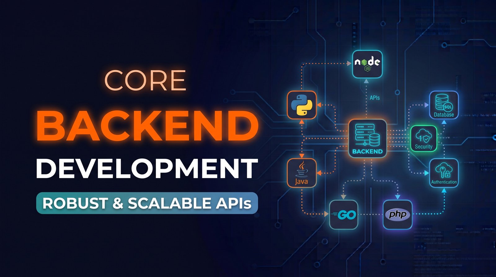 I will develop your backend in any stack or language including Python, NodeJS, Java, Go and PHP